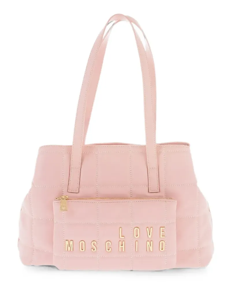 Moschino quilted logo-plaque large shoulder bag - Rosa Rosa