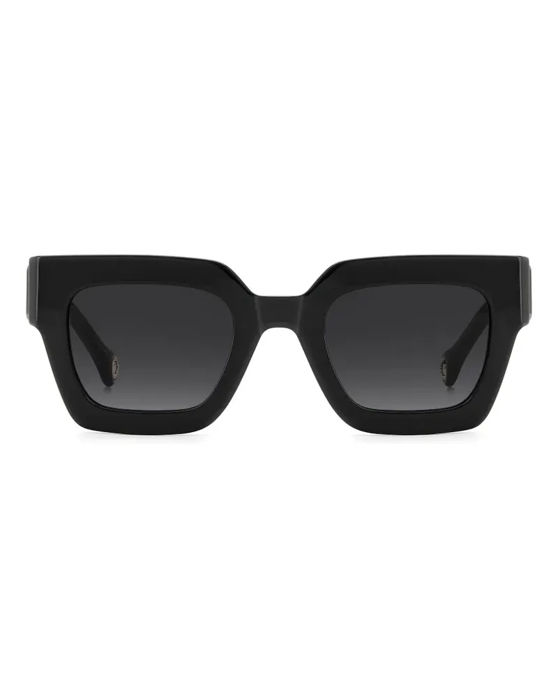 Carolina Herrera New York Eckige Sonnenbrille mit Logo - Schwarz Schwarz