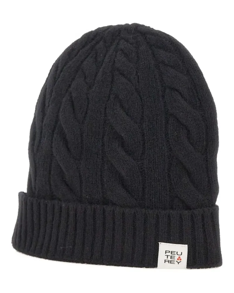 Peuterey Beanie mit Zopfmuster - Schwarz Schwarz