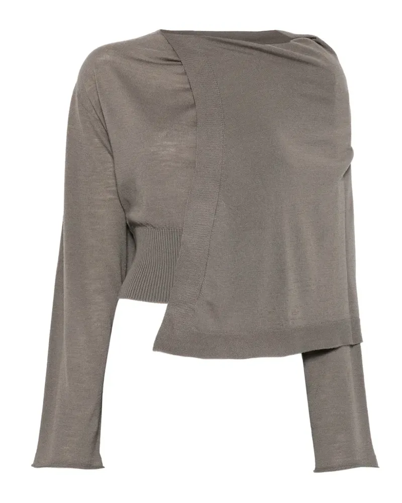 Rick Owens asymmetric draped sweater - Grau Grau