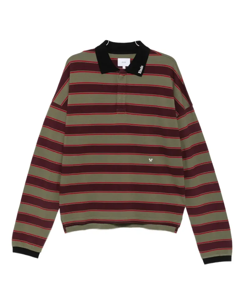 RHUDE striped long-sleeve polo shirt - Grün Grün