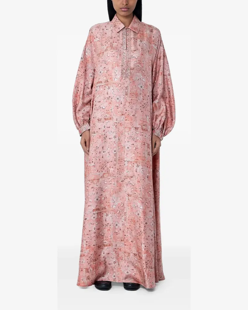 Max Mara button-placket long-sleeved maxi dress - Rosa Rosa