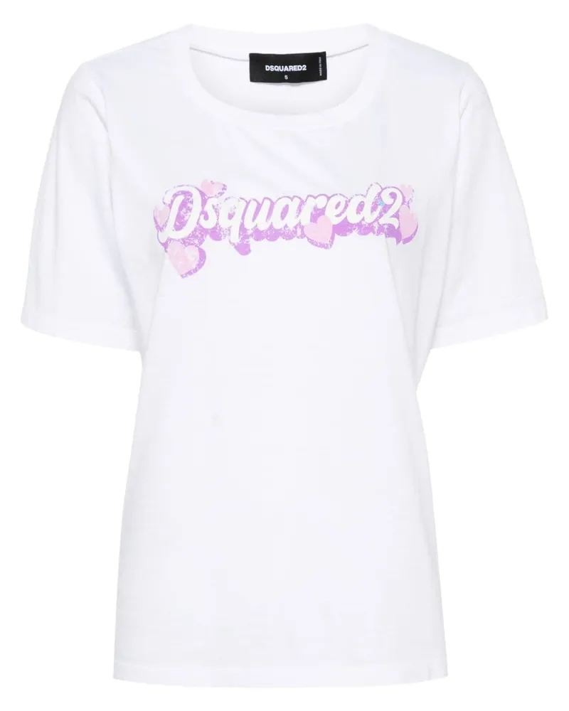 Dsquared2 T-Shirt mit Logo-Print - Weiß Weiß
