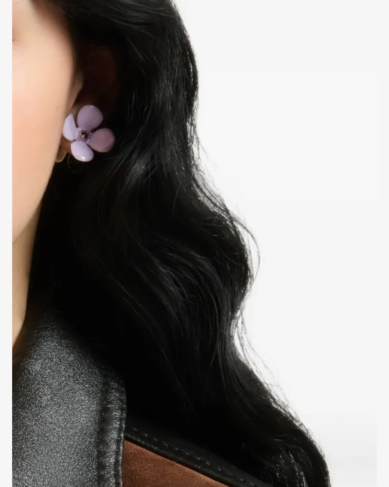Marni purple enamel daisy stud earrings - Silber Silber