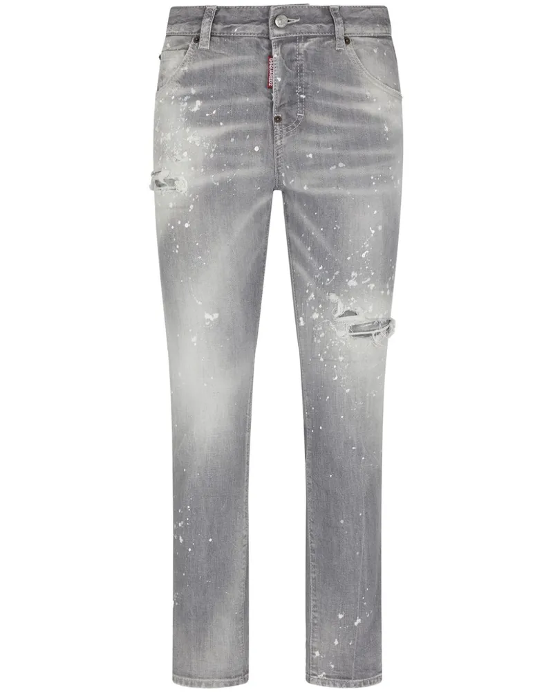 Dsquared2 Distressed-Jeans mit Farbklecksen - Grau Grau