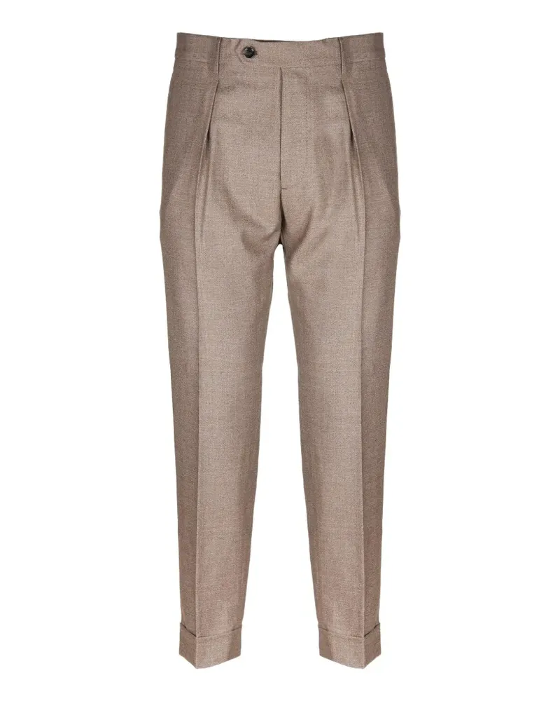Berwich Chiaia pleated turn-up trousers - Braun Braun