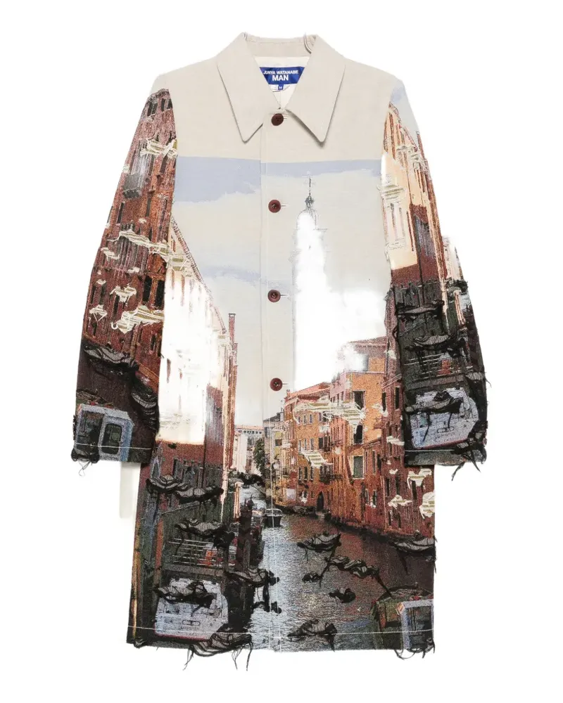 Junya Watanabe tapestry frayed coat - Nude Nude