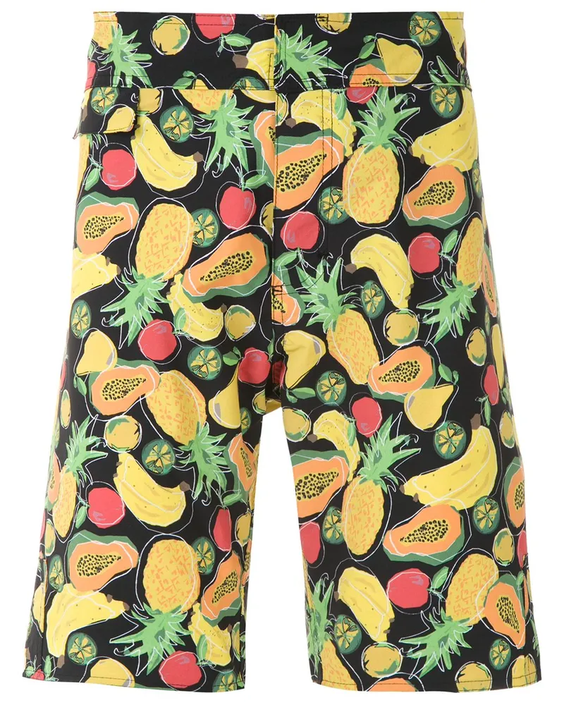 Amir Slama Badeshorts mit Früchte-Print - Schwarz Schwarz