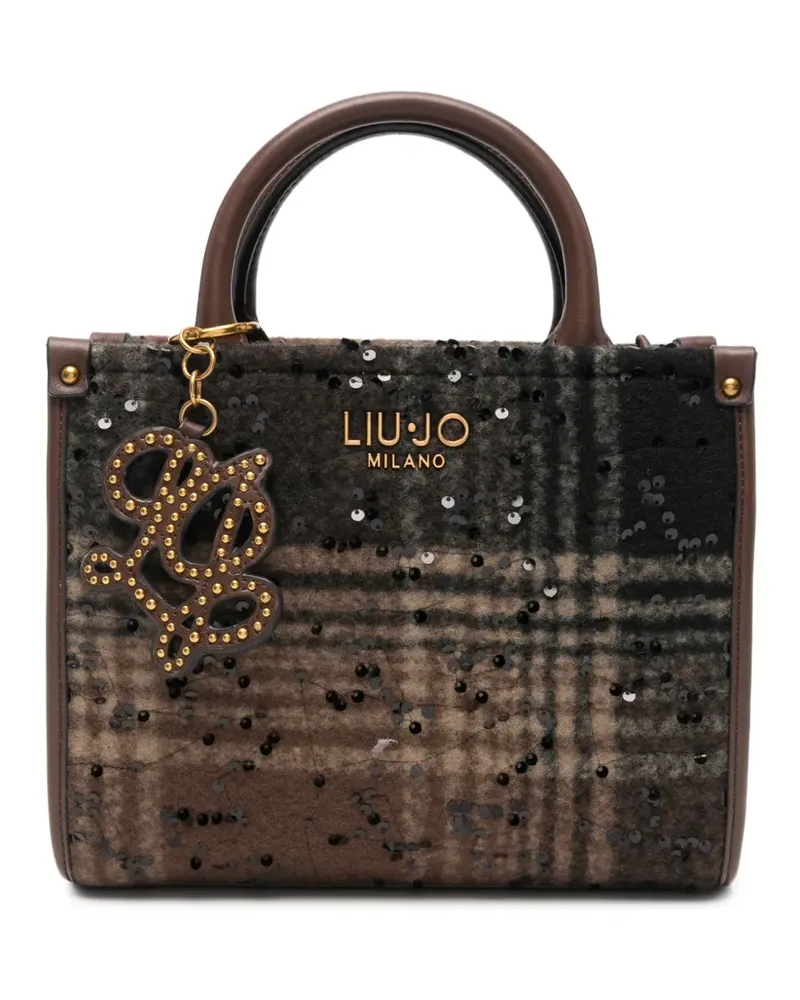 Liu Jo Karierter Tote Bag mit Pailletten - Braun Braun