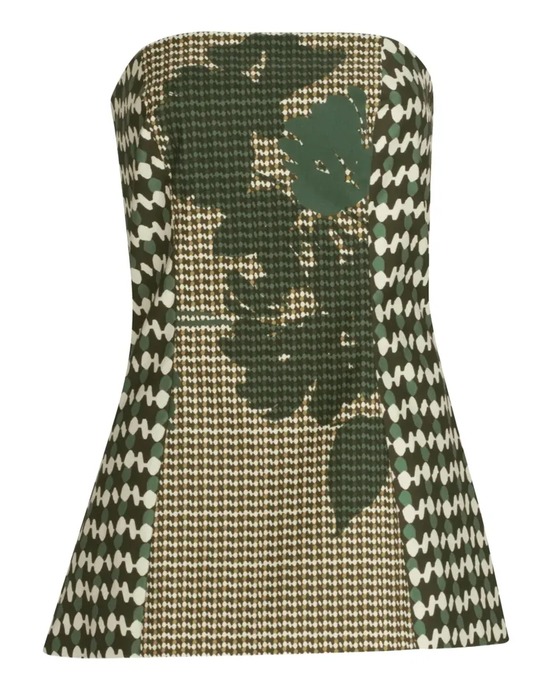 Silvia Tcherassi Astor printed strapless top - Grün Grün