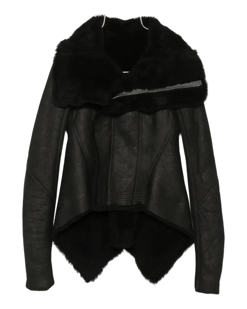 Rick Owens Asymmetrische Naska Jacke mit Shearling - Schwarz Schwarz