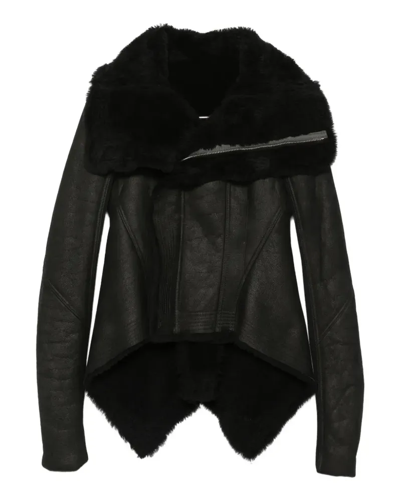 Rick Owens Asymmetrische Naska Jacke mit Shearling - Schwarz Schwarz