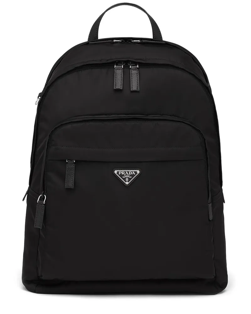 Prada Re-Nylon Rucksack mit Logo - Schwarz Schwarz