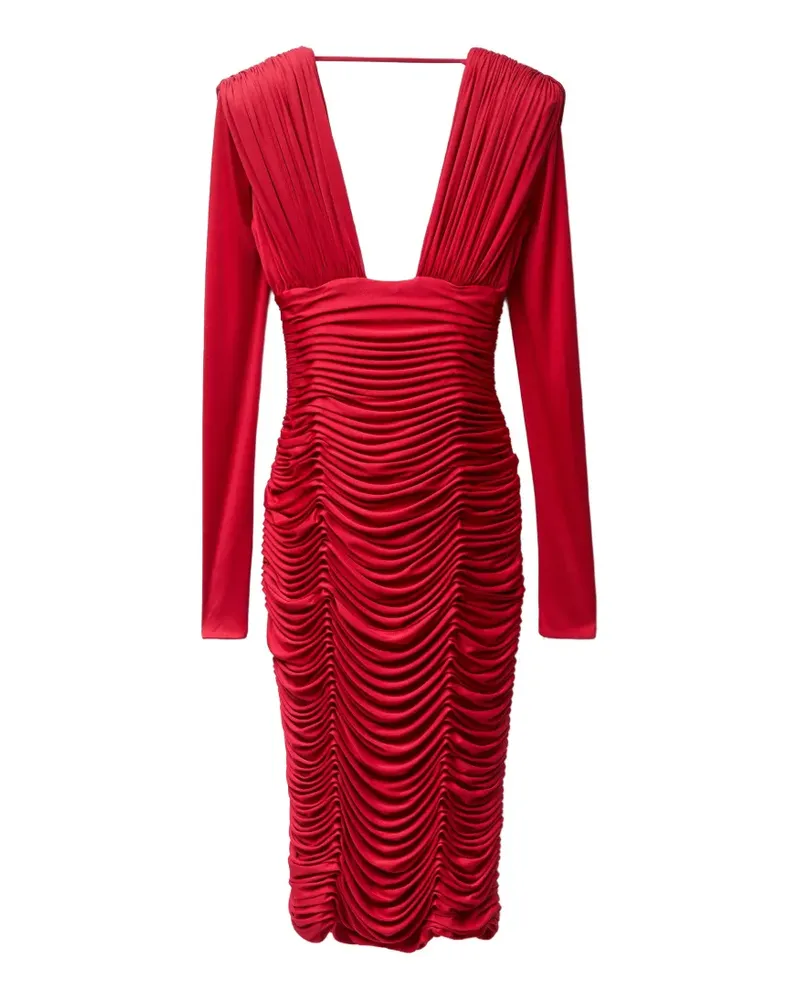 Versace Gerafftes Midikleid - Rot Rot