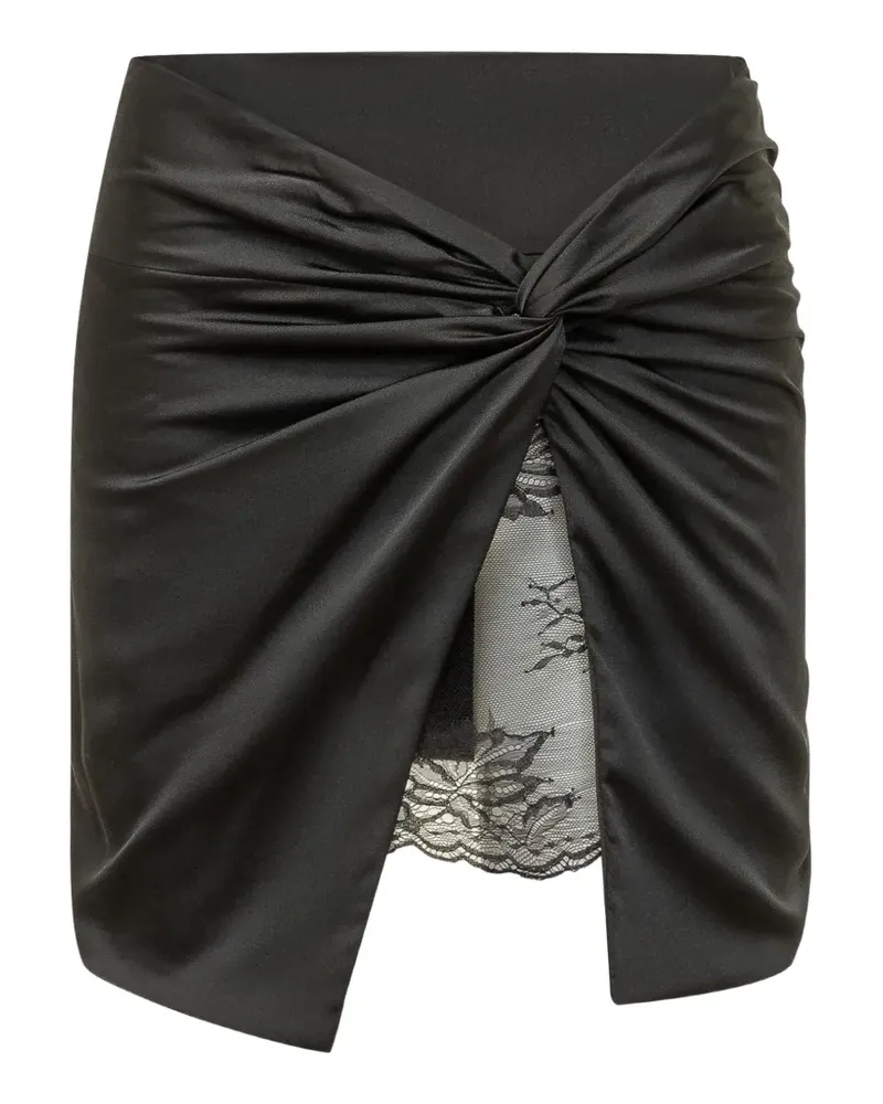 ACTUALEE lace-trim knotted mini skirt - Schwarz Schwarz