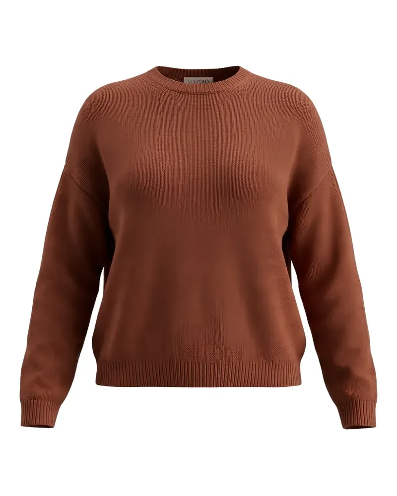 Valentino Garavani open-knit crew-neck sweater - Braun Braun