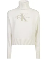 Calvin Klein logo-embroidered sweater Weiß