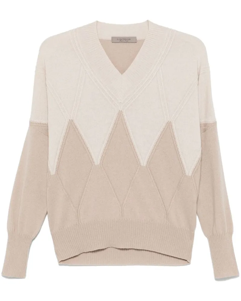 D.EXTERIOR Pullover mit Argyle-Muster - Nude Nude