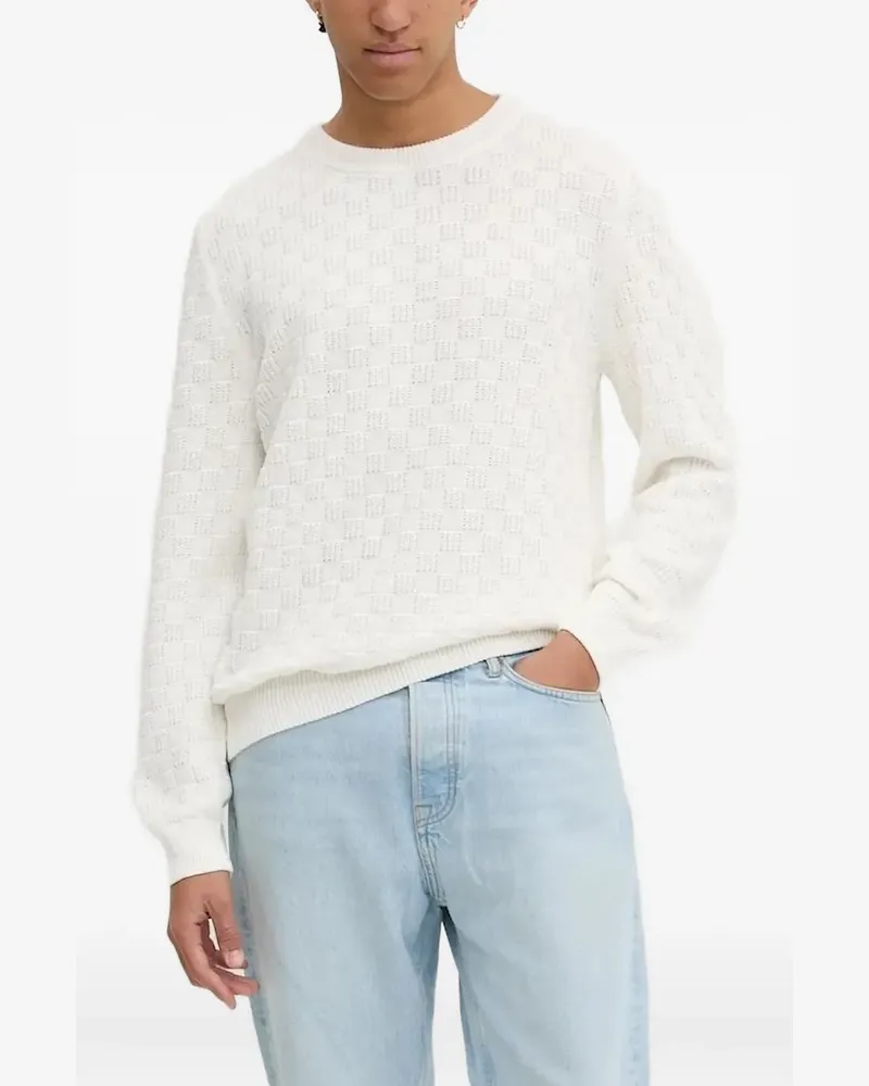 HUGO BOSS Karierter Pullover - Weiß Weiß