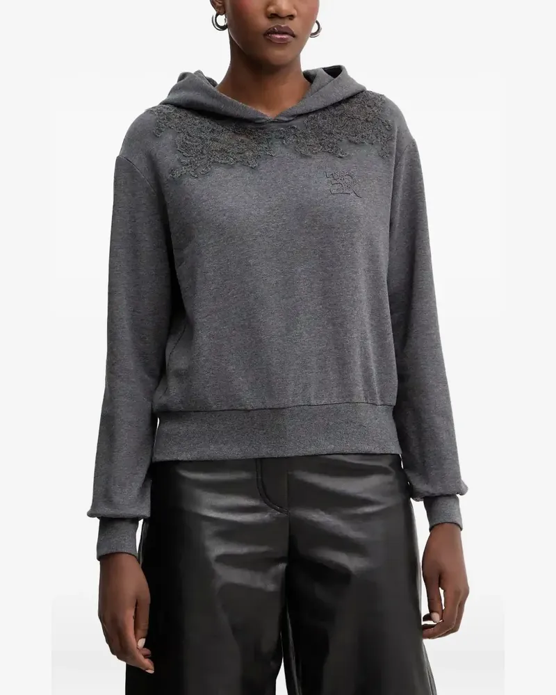 Ermanno Scervino lace-appliqué long-sleeve hoodie - Grau Grau