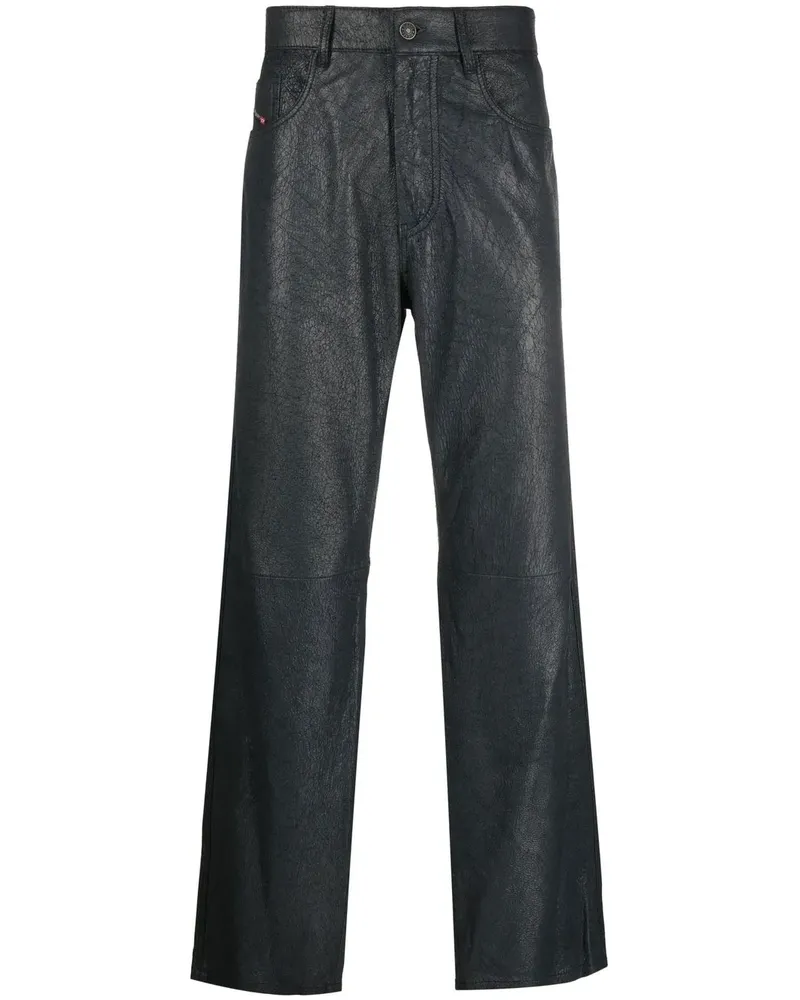 Diesel Straight-Leg-Hose aus Leder - Grau Grau
