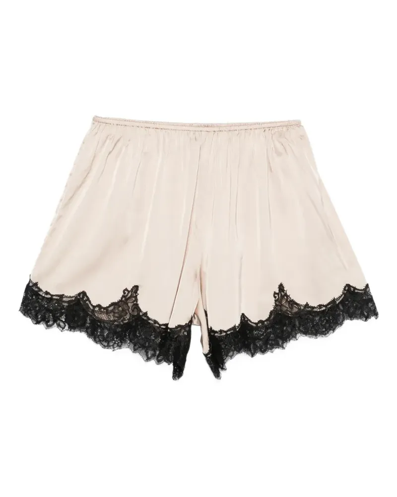 Maje lace-trim satin-finish shorts - Nude Nude