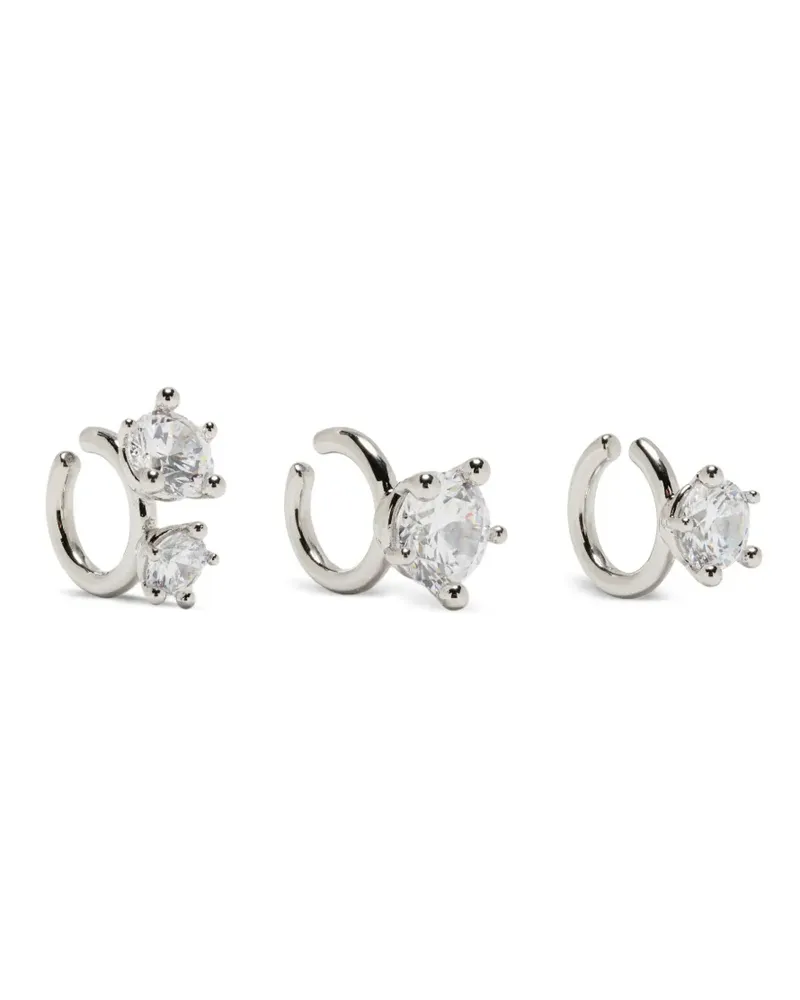 PANCONESI Ear Cuffs mit Kristallen (3er-Set) - Silber Silber