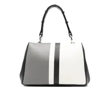 Gestreifter Tote Bag mit Nieten - Grau