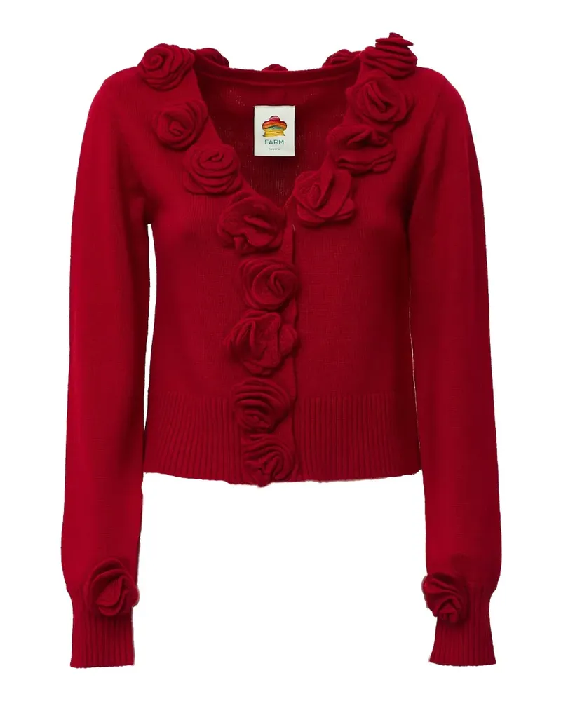 FARM Rio Roter 3D Flowers Cardigan Rot
