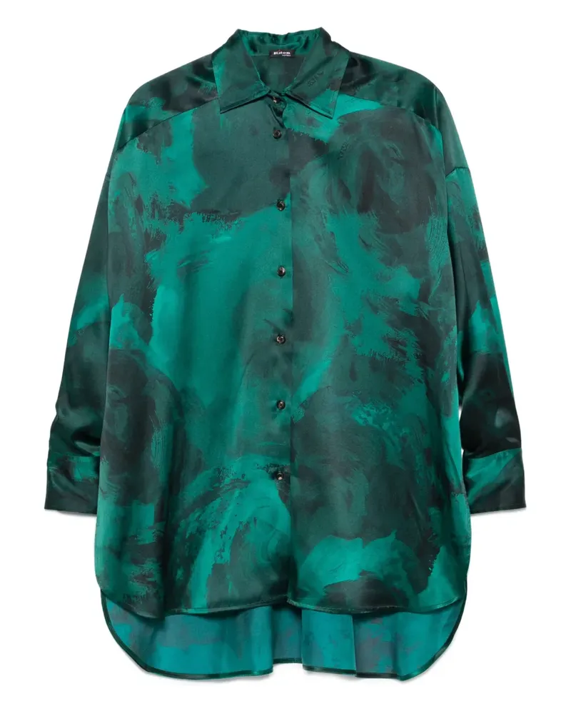 Kiton Seidenhemd mit Print - Grün Grün
