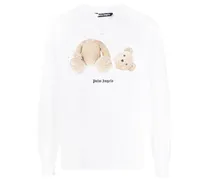 T-Shirt im Distressed-Look mit Teddy - Weiß