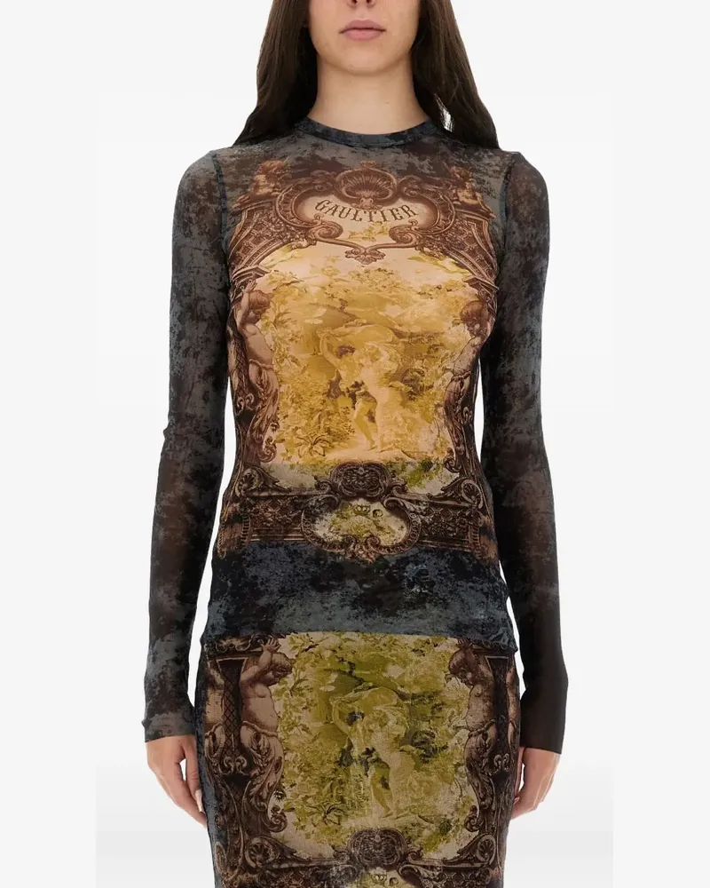 Jean Paul Gaultier printed long-sleeve T-shirt - Braun Braun