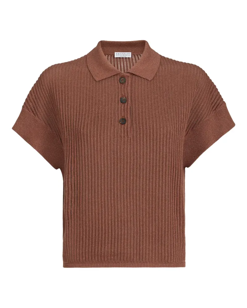 Brunello Cucinelli ribbed buttoned polo shirt - Orange Orange