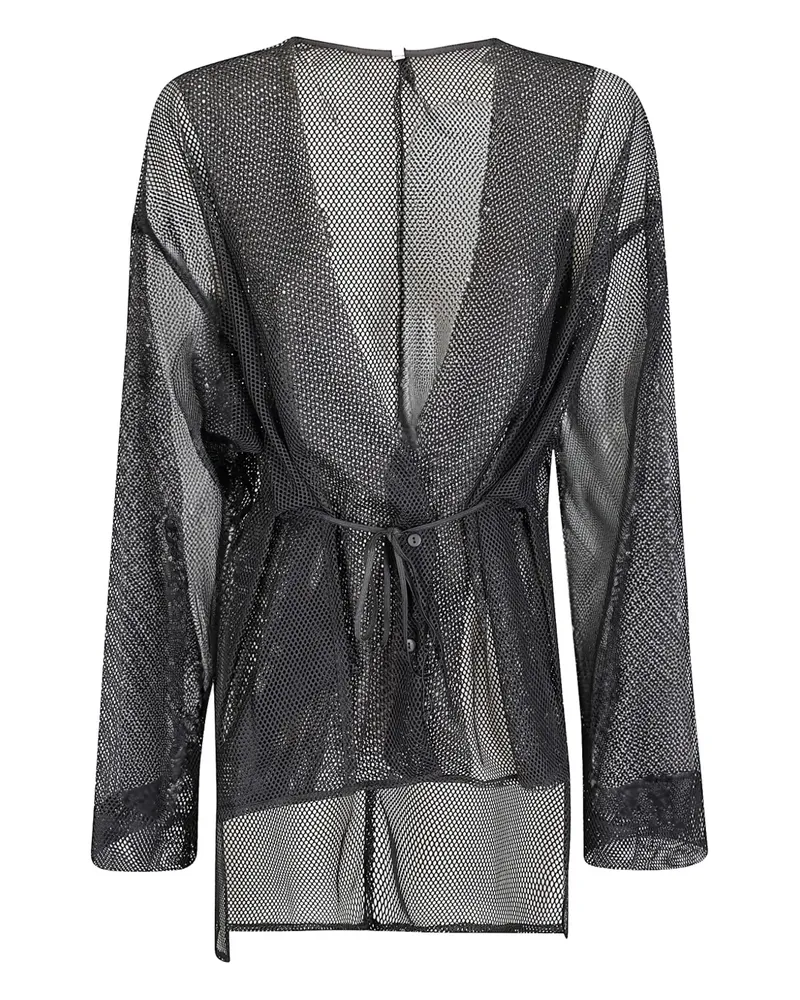 Maria Calderara Mesh-Jacke mit Schleifenverschluss - Schwarz Schwarz