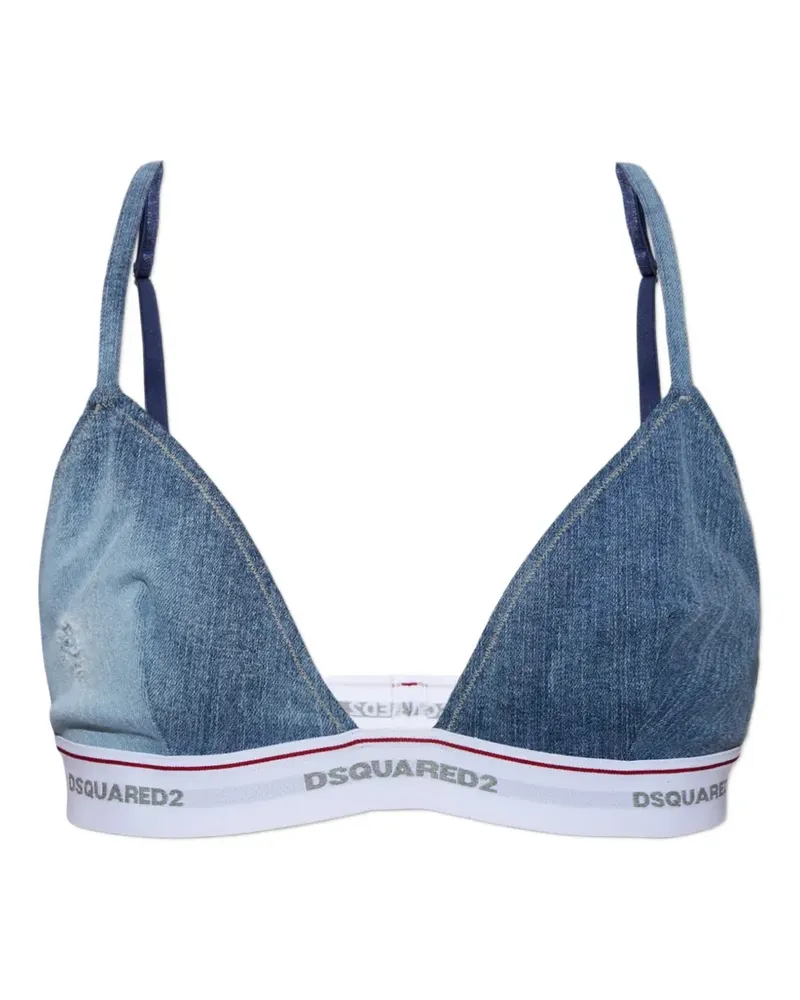 Dsquared2 BH mit Denim-Print und Logo-Band - Blau Blau