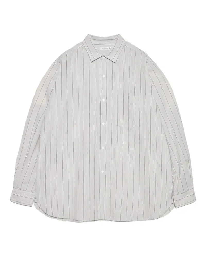 nanamica stripe-print regular-collar shirt - Nude Nude