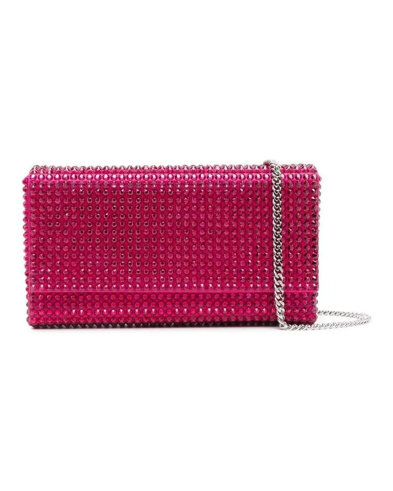 Amina Muaddi Paloma Clutch mit Kristallen - Rosa Rosa