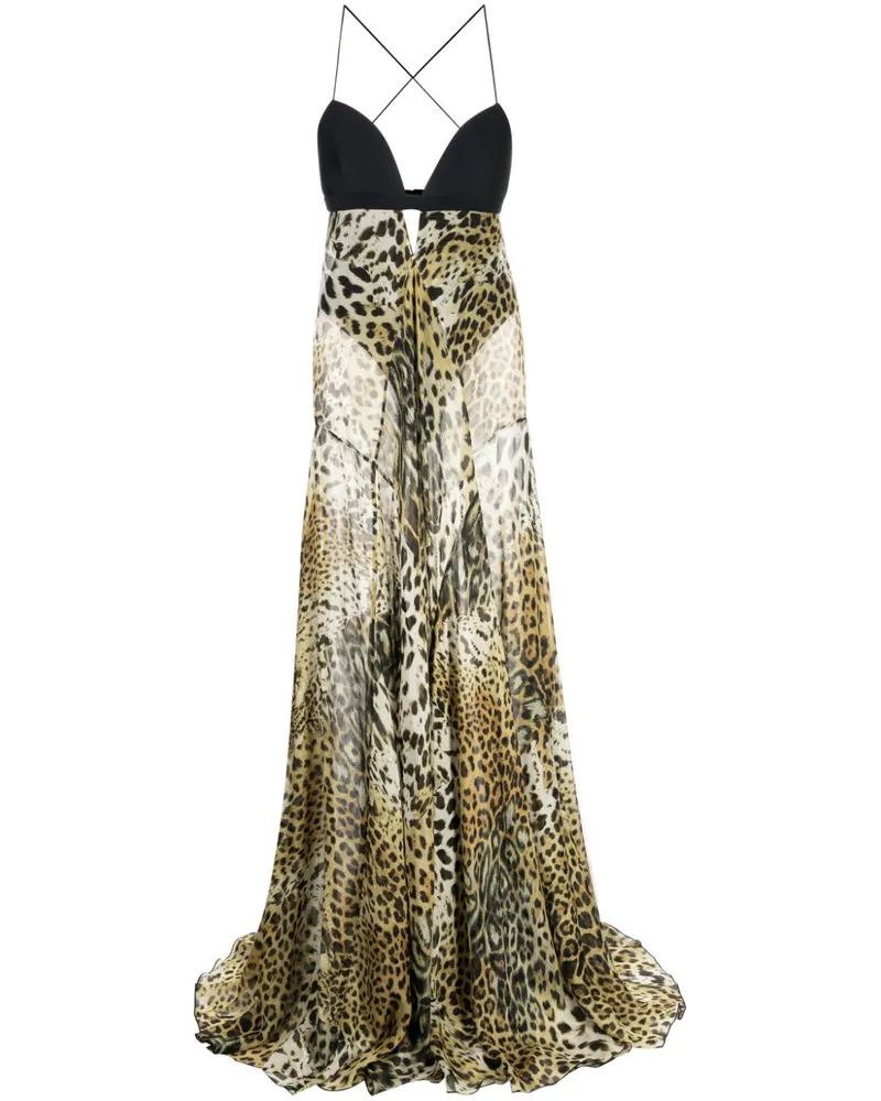 Roberto Cavalli Langes Kleid mit Leoparden-Print - 504 504