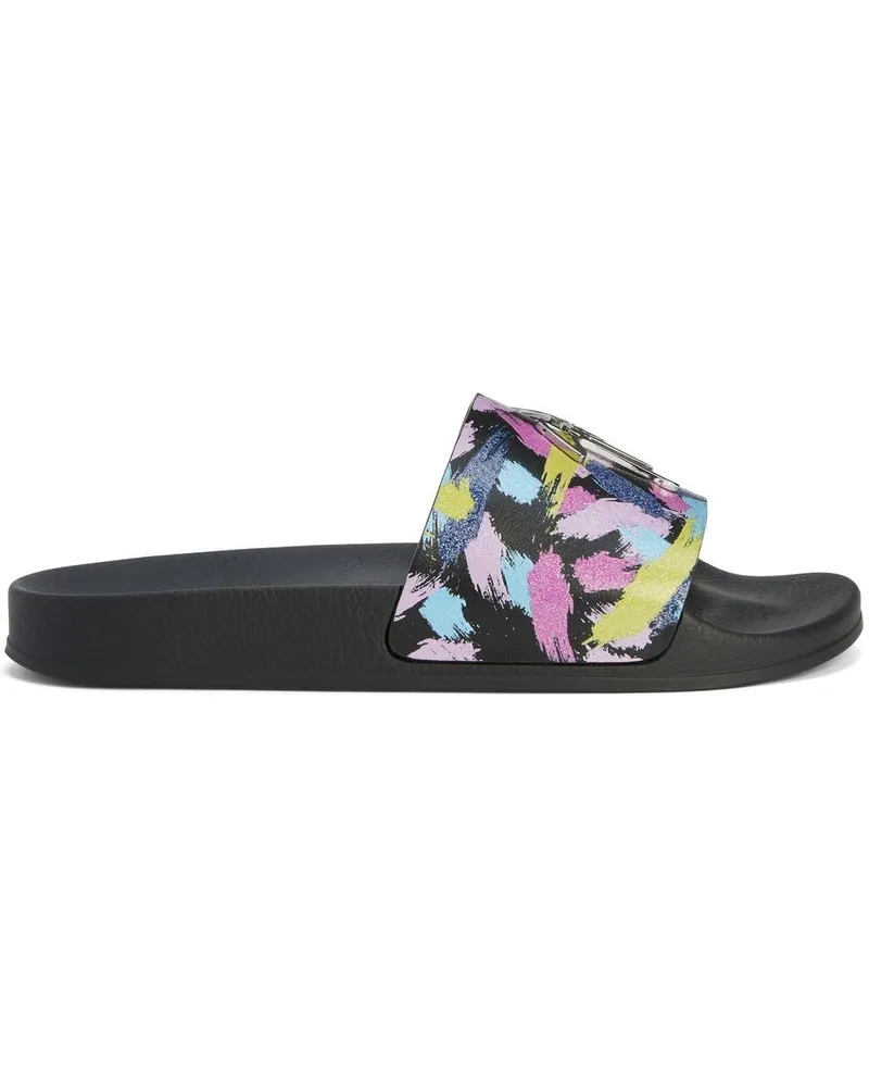 Giuseppe Zanotti Brett Pantoletten mit Logo-Schild - Mehrfarbig Mehrfarbig