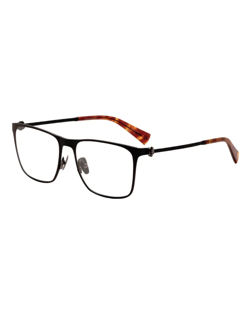 John Varvatos skull-detail square-frame glasses - Schwarz Schwarz