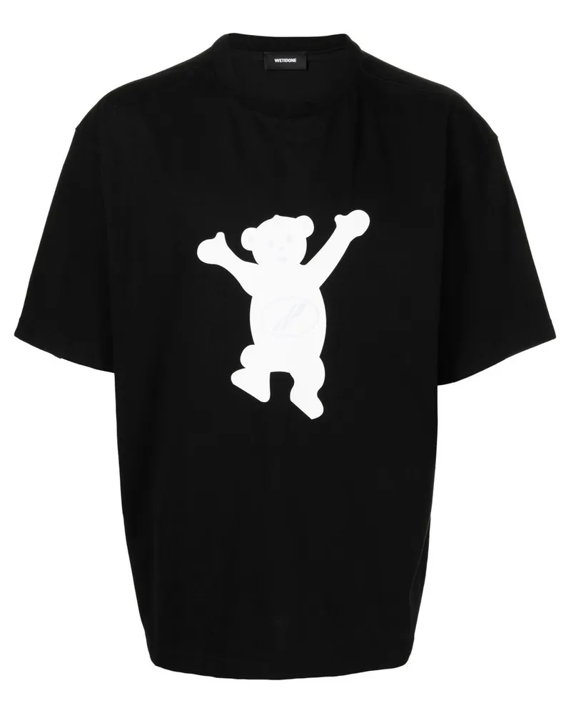 WE 11 DONE T-Shirt mit Teddy-Print - Schwarz Schwarz