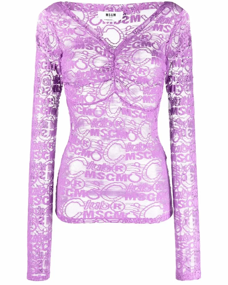 MSGM Oberteil mit langen Ärmeln - Violett Violett