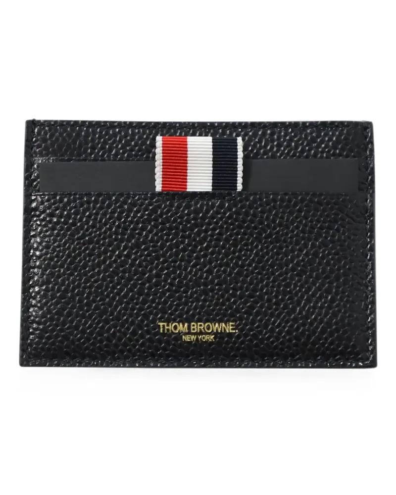 Thom Browne Pebble Grain stripe-tab card holder - Schwarz Schwarz