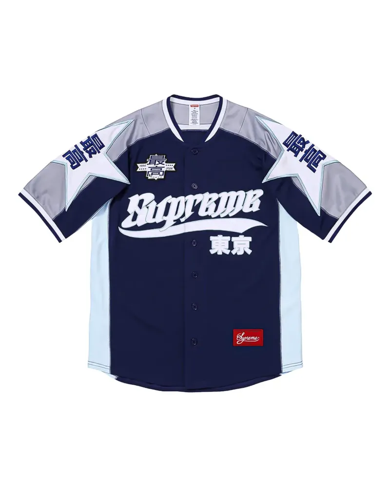 Supreme Being Baseballhemd mit Sternmotiv - Blau Blau