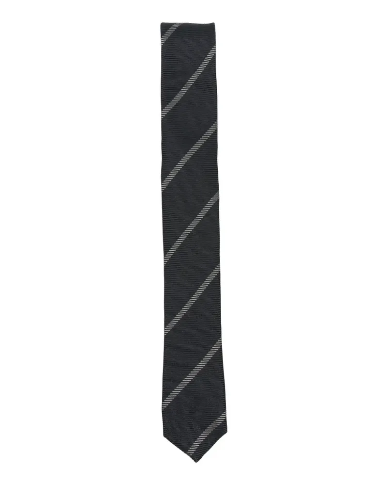 Eleventy Seidenkrawatte mit diagonalen Streifen - Schwarz Schwarz
