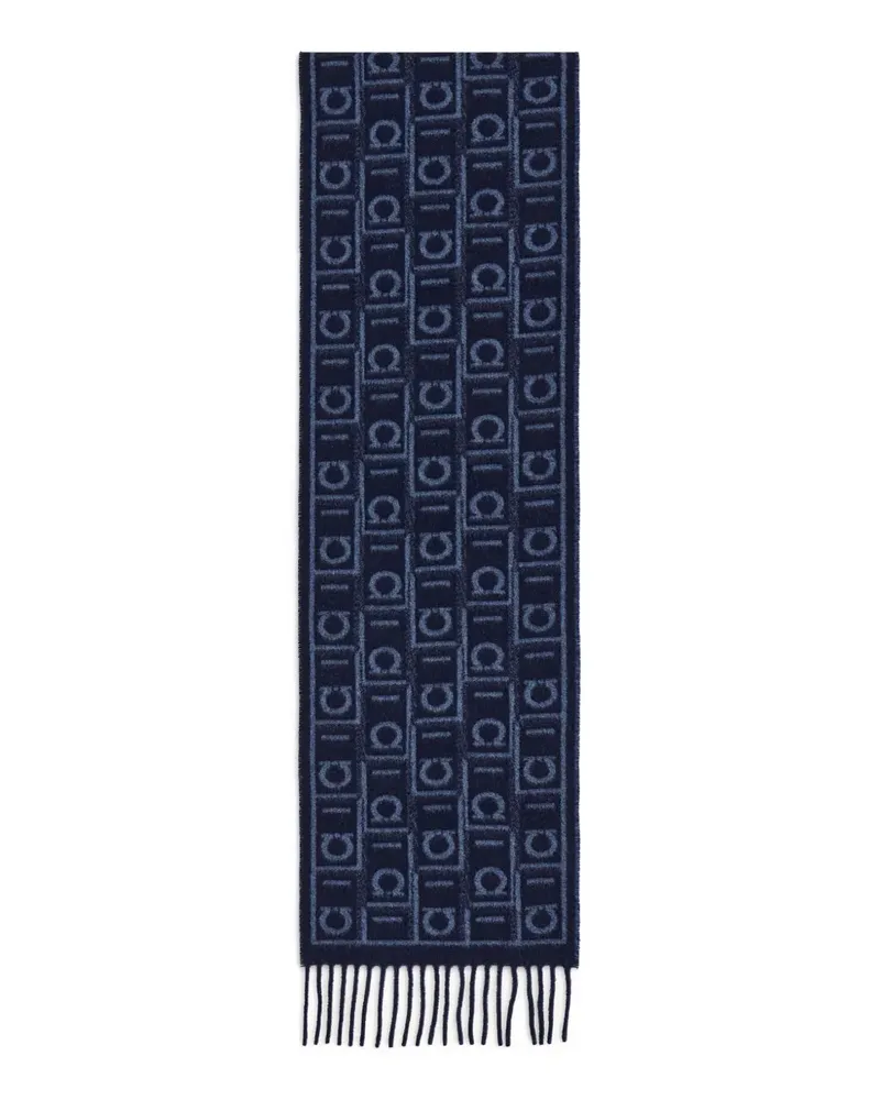 Ferragamo Schal mit Monogrammmuster - Navy Blue/Oxford Blue Navy
