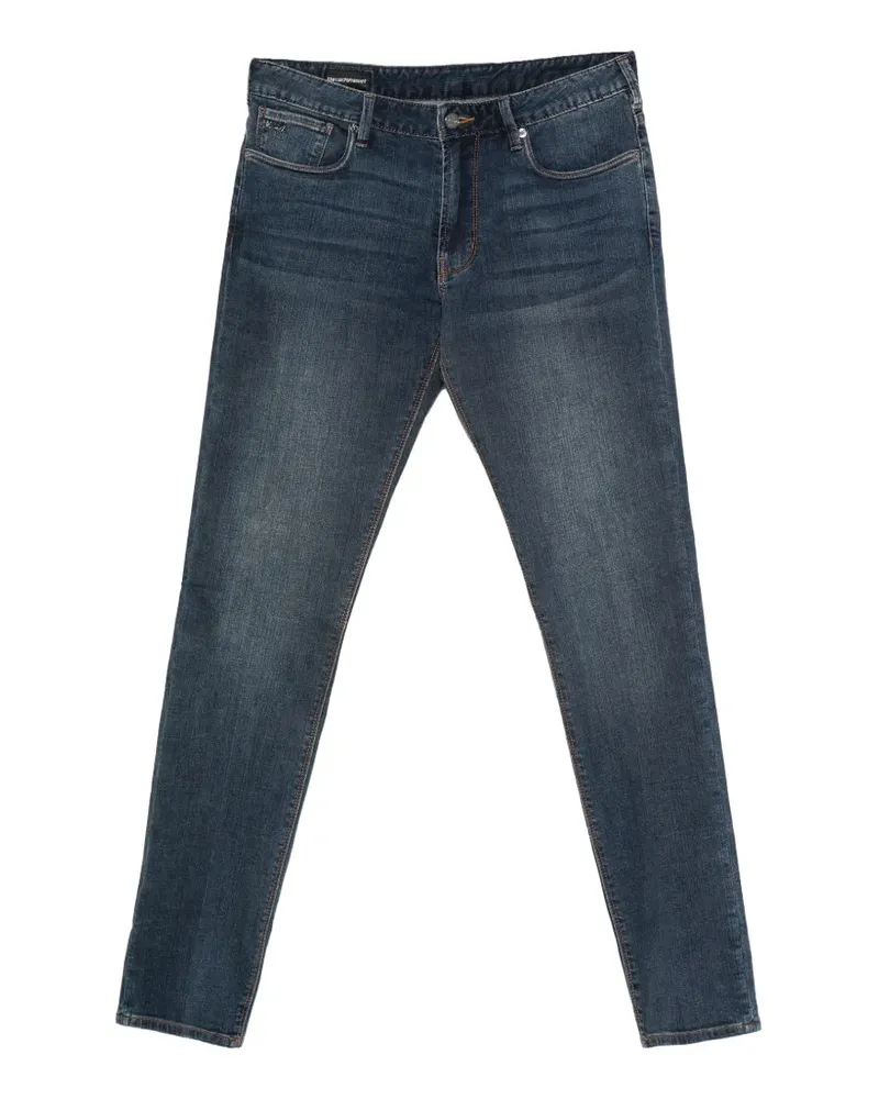 Emporio Armani faded-effect logo-plaque jeans - Blau Blau