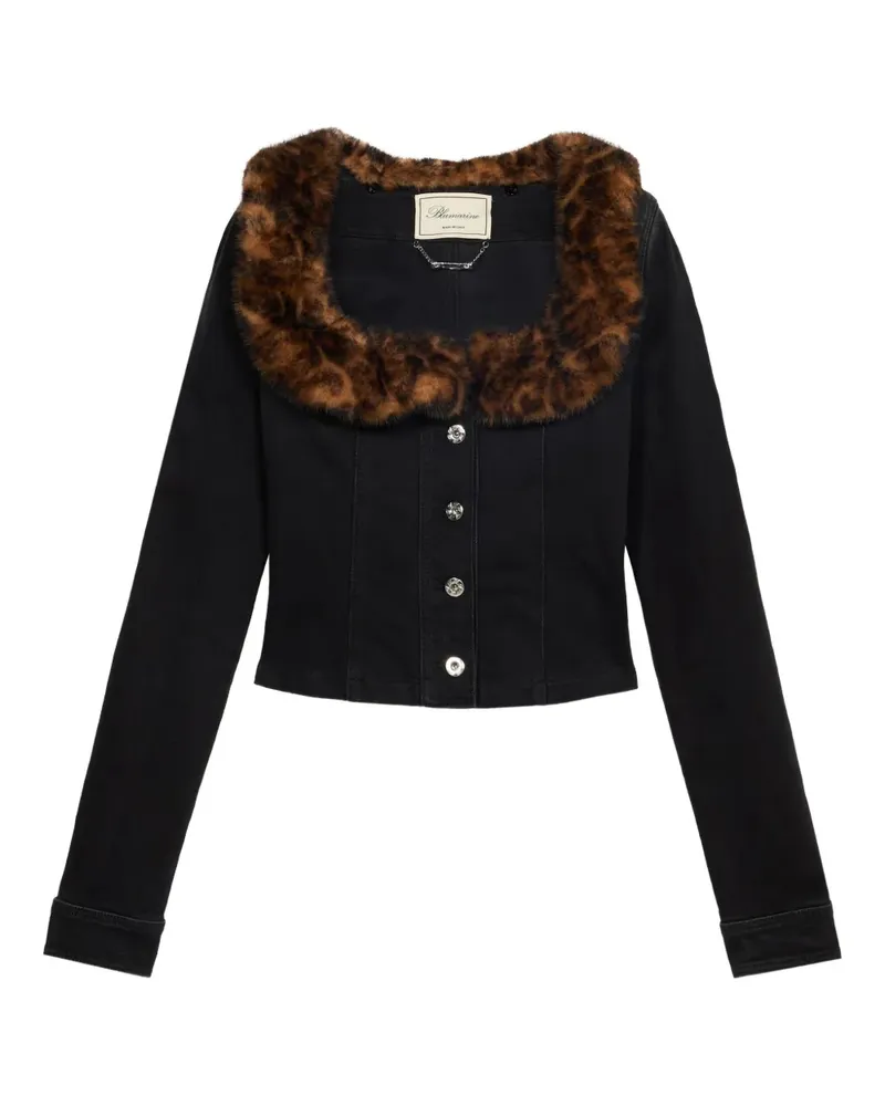 Blumarine Jeansjacke mit Faux-Fur-Kragen - Schwarz Schwarz
