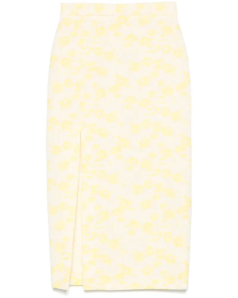 MSGM Jacquard-Midirock mit Blumenmuster - Gelb Gelb