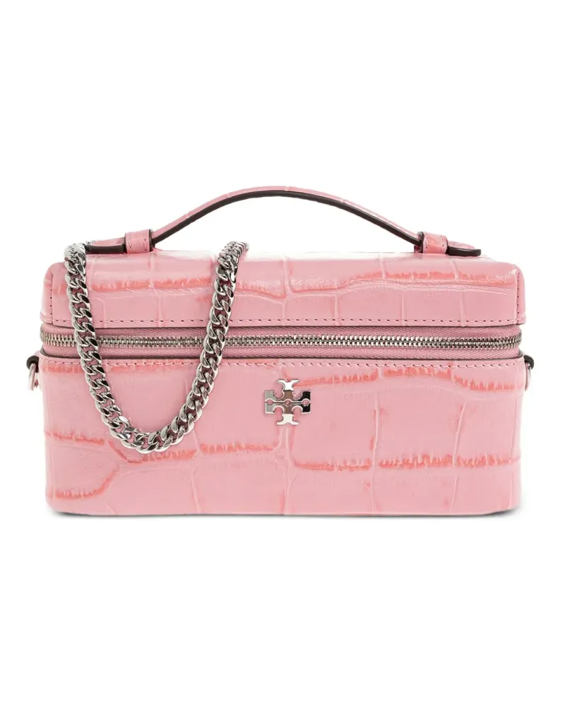 Tory Burch mini Charlie croc-embossed vanity case esat-west bag - Rosa Rosa